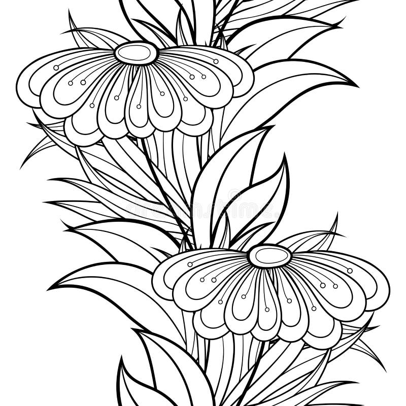 Estampado de flores monocromático inconsútil del vector stock de ilustración Estampado de flores monocromático inconsútil del vector stock de ilustración