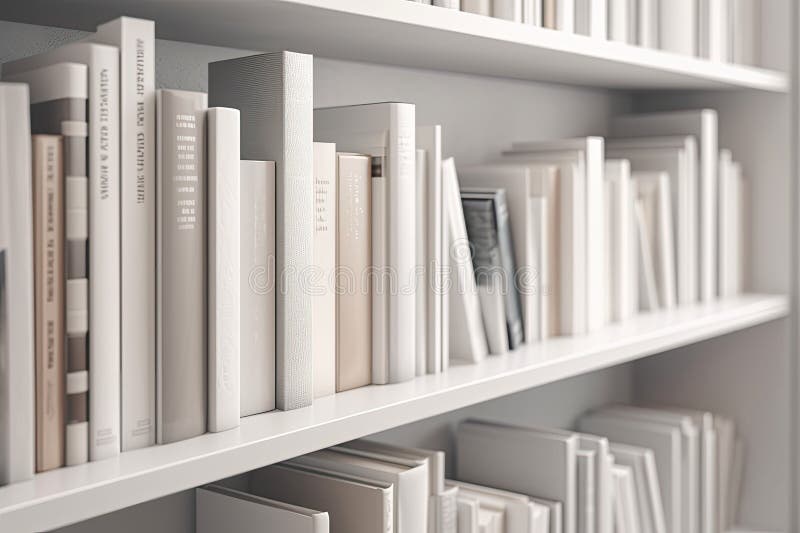 Estante blanco con libros cerrados. ai generativo stock de ilustración