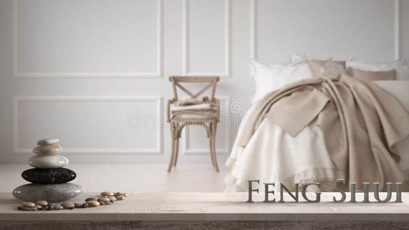 Estante Blanco De La Tabla Con La Balanza Del Guijarro Y Letras 3d Que