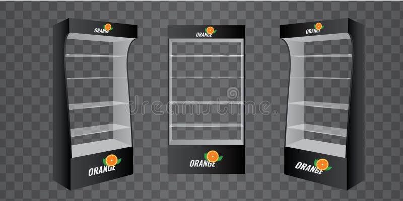 Estante de exhibición de cristal de piso de la cartulina de la posición POI para el supermercado Estantes de cristal vacíos Ilust stock de ilustración Estante de exhibición de cristal de piso de la cartulina de la posición POI para el supermercado Estantes de cristal vacíos Ilust stock de ilustración