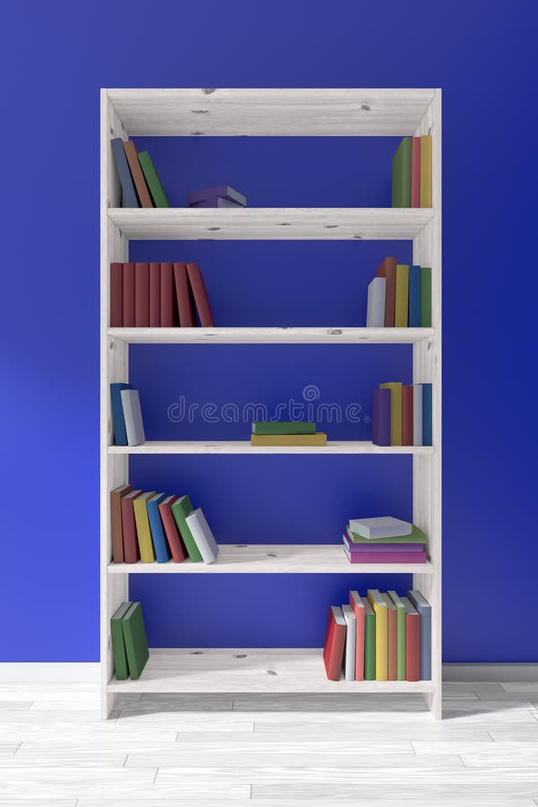 IRIS, estantería para libros, inclinada, niveles, librero., Madera,  Blanco/Azul