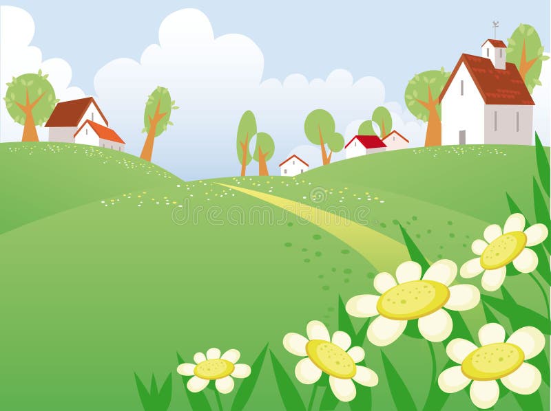 estate di paesaggio di giorno illustrazione vettoriale estate di paesaggio di giorno illustrazione vettoriale