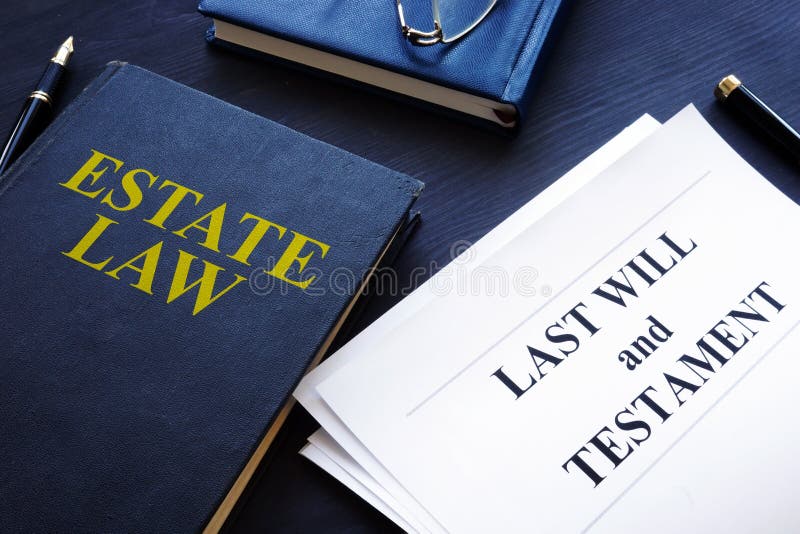 Estate law, last will and testament in a court. stock photos