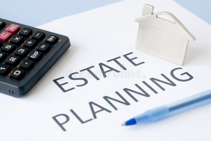 Estate planning. On blue background royalty free stock image