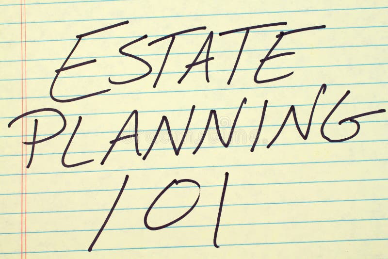 Estate Planning 101 On A Yellow Legal Pad. The words `Estate Planning 101` on a yellow legal pad stock photography