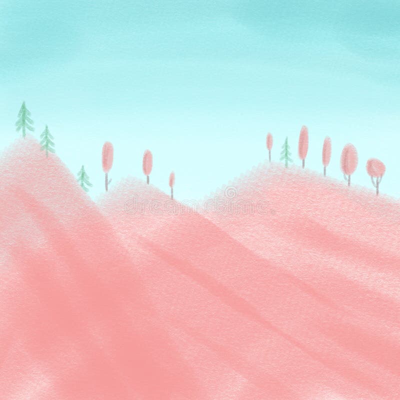 Estate rosa sulle montagne illustrazione di stock Estate rosa sulle montagne illustrazione di stock