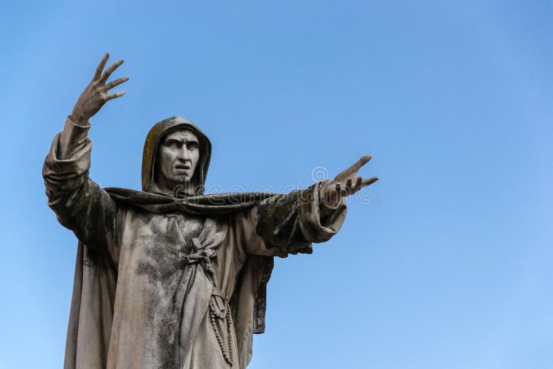 Estatua de Girolamo Savonarola imagenes de archivo Estatua de Girolamo Savonarola imagenes de archivo