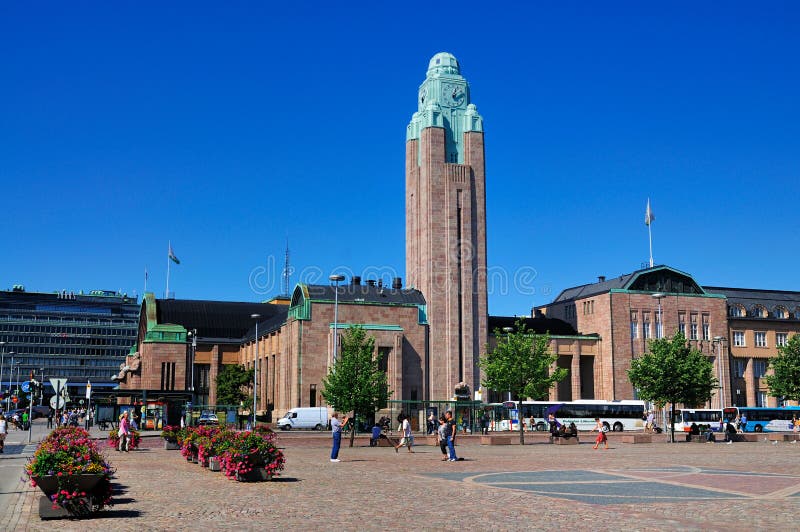 A Estação Ferroviária de Helsínquia, Finlândia foto de stock