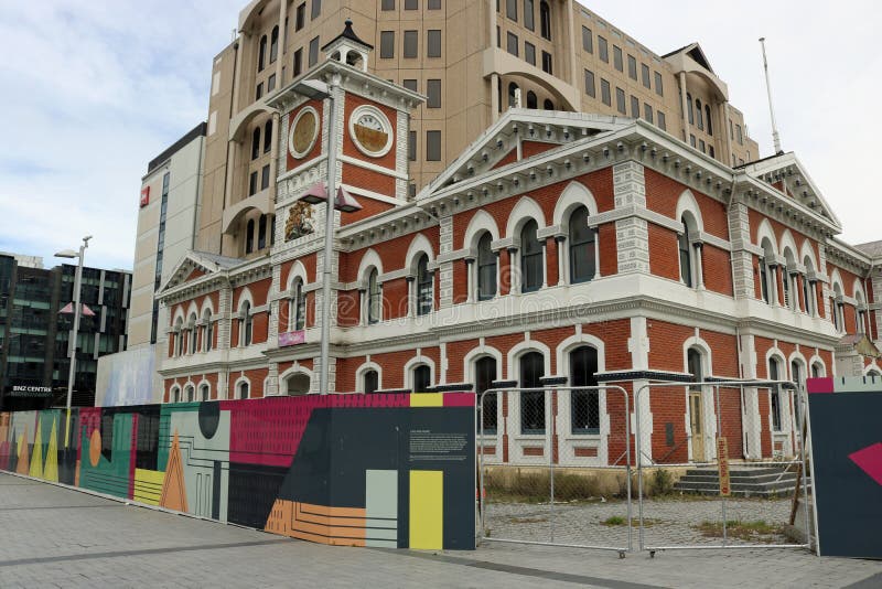 Estação de correios da central de Christchurch de dano do terremoto fotos de stock Estação de correios da central de Christchurch de dano do terremoto fotos de stock