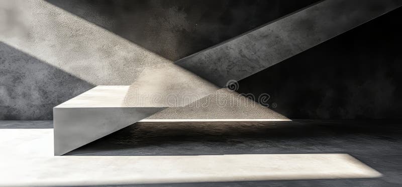 Este renderizado 3D representa una arquitectura moderna y elegante caracterizada por columnas de hormigón grueso y cemento situado ilustración del vector