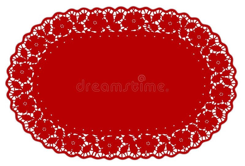 Estera de lugar roja oval del tapetito del cordón de +EPS, BG floral