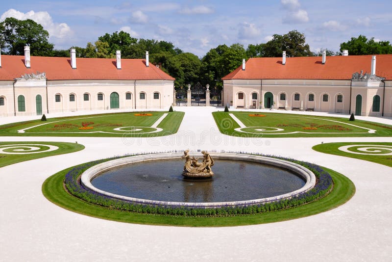 Esterhaza was a baroque aristocratic residence. Pillar column garden stock images, royalty-free photos and pictures