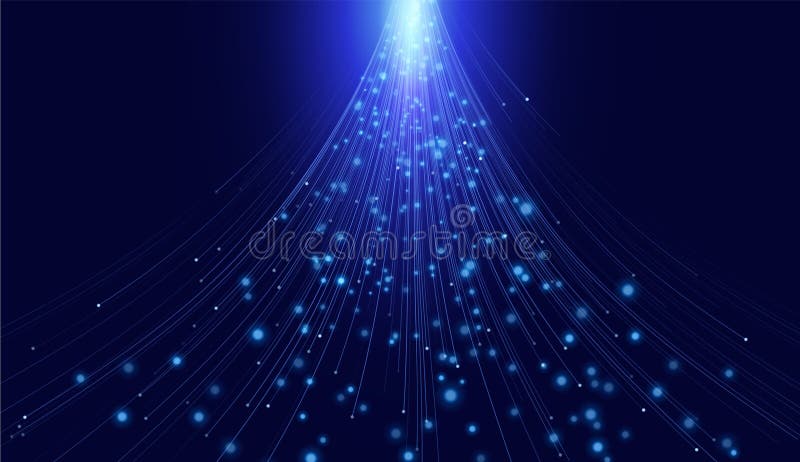 Estilhação luminosa da cena, a partir de cima, melhorada por um efeito flash impressionante. Ilustração do azul deslumbrante ilustração do vetor