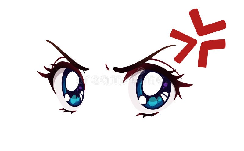 Rosto De Anime Zangado. Estilo Manga Grandes Olhos Azuis Ilustração do  Vetor - Ilustração de olhos, fofofo: 178755793