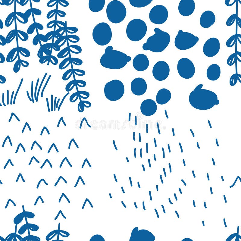 Estilo azul japonés que dibuja el modelo inconsútil de cuatro estaciones abstracto stock de ilustración Estilo azul japonés que dibuja el modelo inconsútil de cuatro estaciones abstracto stock de ilustración