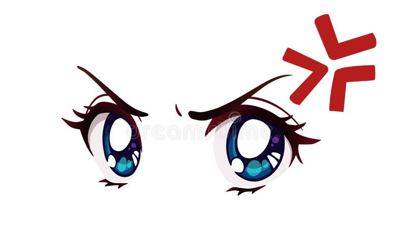 Estilo De Anime Enojado Ojos Grandes Ojos Azules Divertido Símbolo Rojo  Anime Ilustración del Vector - Ilustración de horror, rojo: 176475103