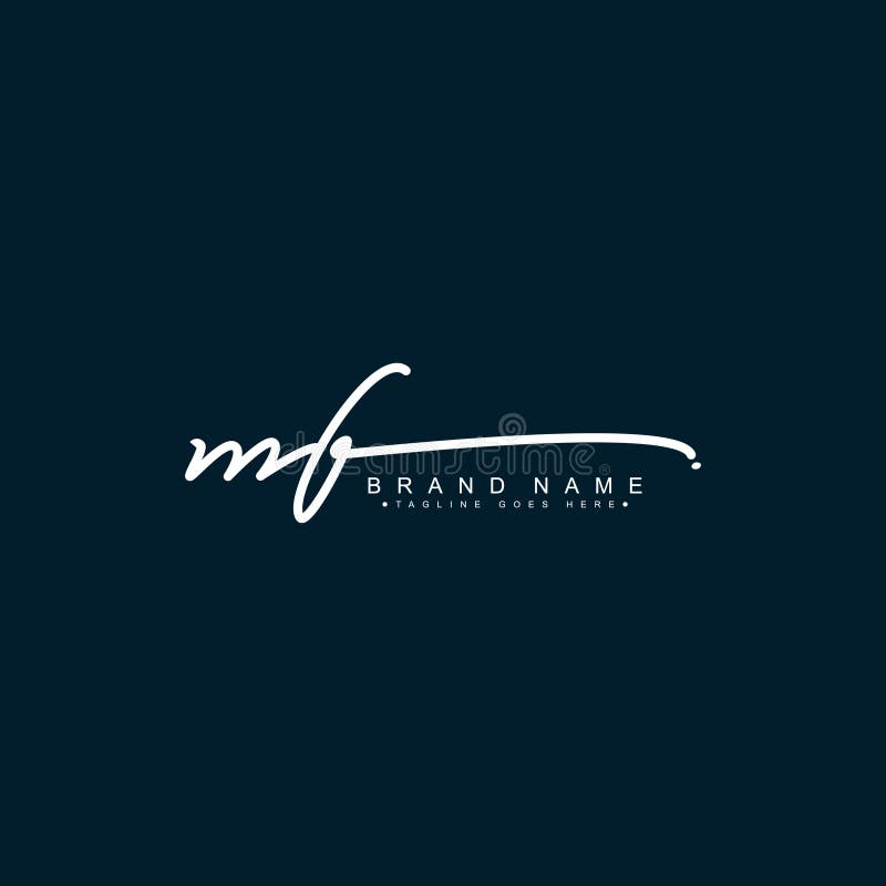 Modelo de logotipo de assinatura de letra inicial mf logotipo de conceito  manuscrito mf