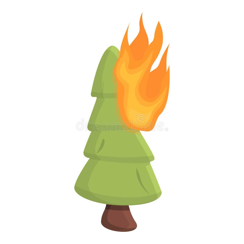 Estilo De Desenho Animado De Uma árvore Jovem No ícone De Fogo Ilustração  do Vetor - Ilustração de nave, incêndio: 216466777