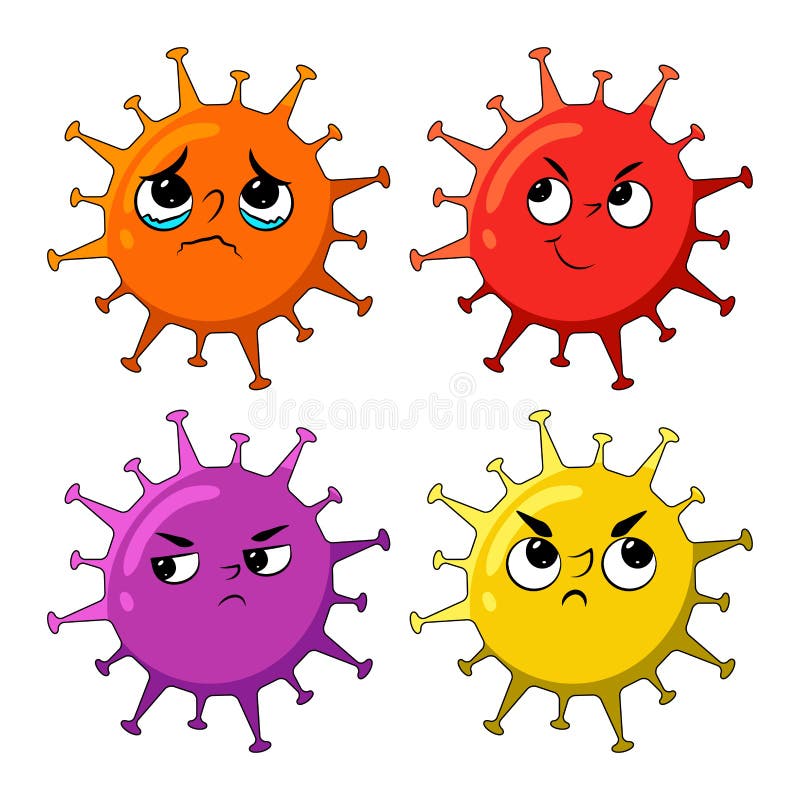 Estilo de desenho animado do mascote de diagnóstico do vírus da corona Coronavírus ou COVID- 19, novo vírus de Wuhan, China em 20