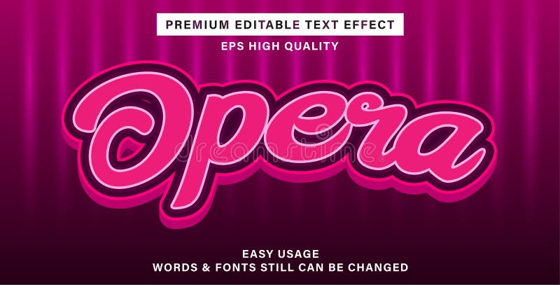 Efeito de estilo de texto editável opera ilustração do vetor