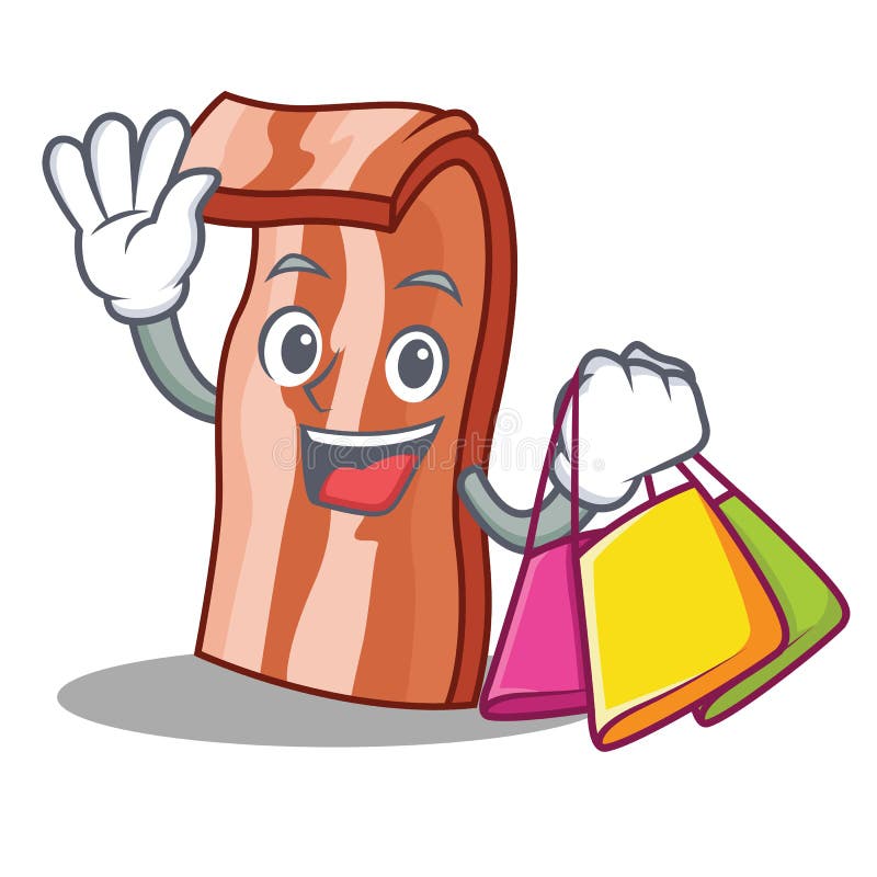 Estilo de la historieta del carácter del tocino de las compras libre illustration Estilo de la historieta del carácter del tocino de las compras libre illustration
