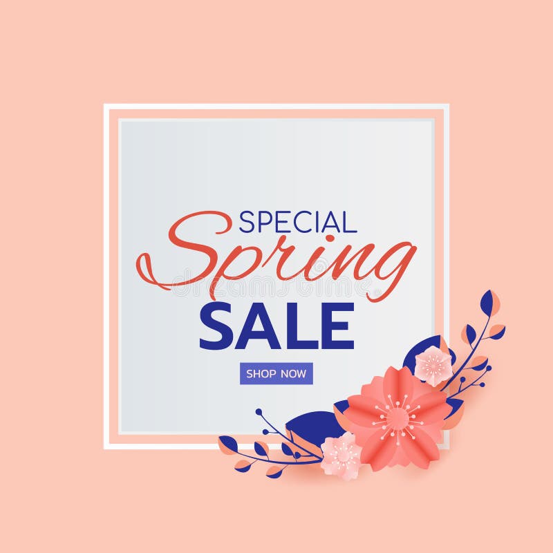 estilo de papel del arte Hojas y flor del diseño de la bandera de la venta de la primavera Plantilla de la oferta de la promoción libre illustration estilo de papel del arte Hojas y flor del diseño de la bandera de la venta de la primavera Plantilla de la oferta de la promoción libre illustration