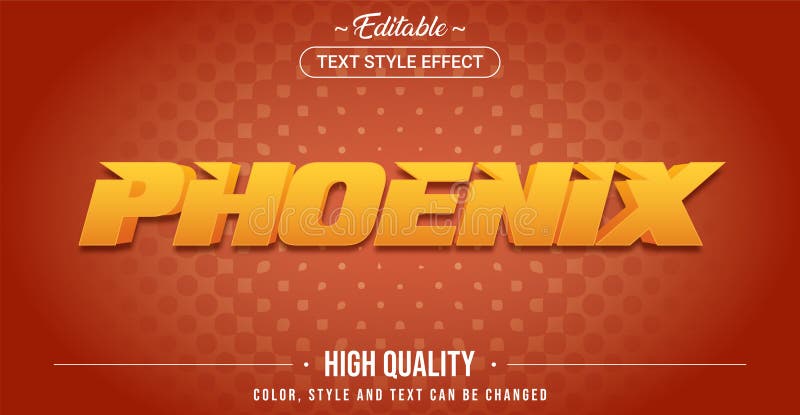 Efeito de estilo de texto editável - Estilo tema Phoenix ilustração do vetor