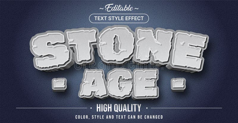 Efeito de estilo de texto editável - Estilo tema Idade da Pedra ilustração do vetor