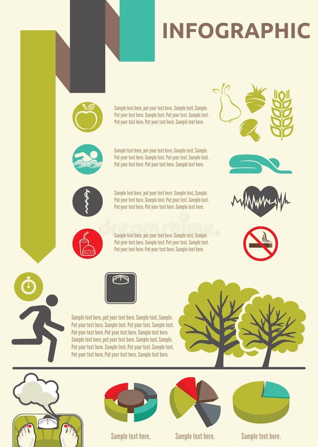 Vector illustrations of the Healthy lifestyle infographic. Vector illustrations of the Healthy lifestyle infographic