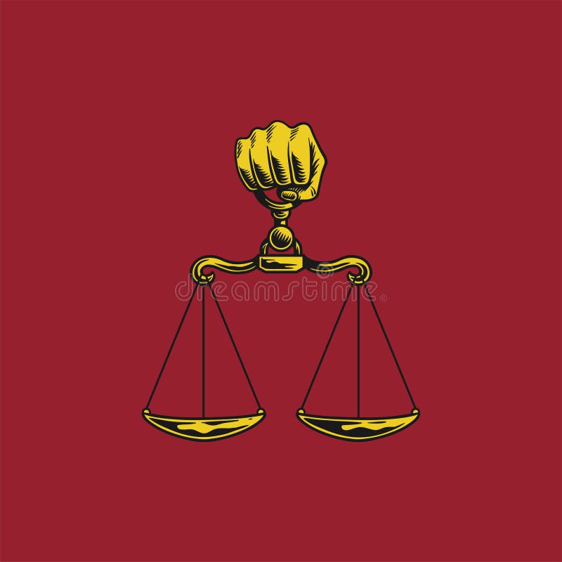 Símbolo De La Justicia, De La Ley Y De La Igualdad Sobre Fondo Negro Stock  de ilustración - Ilustración de justicia, dorado: 105867470