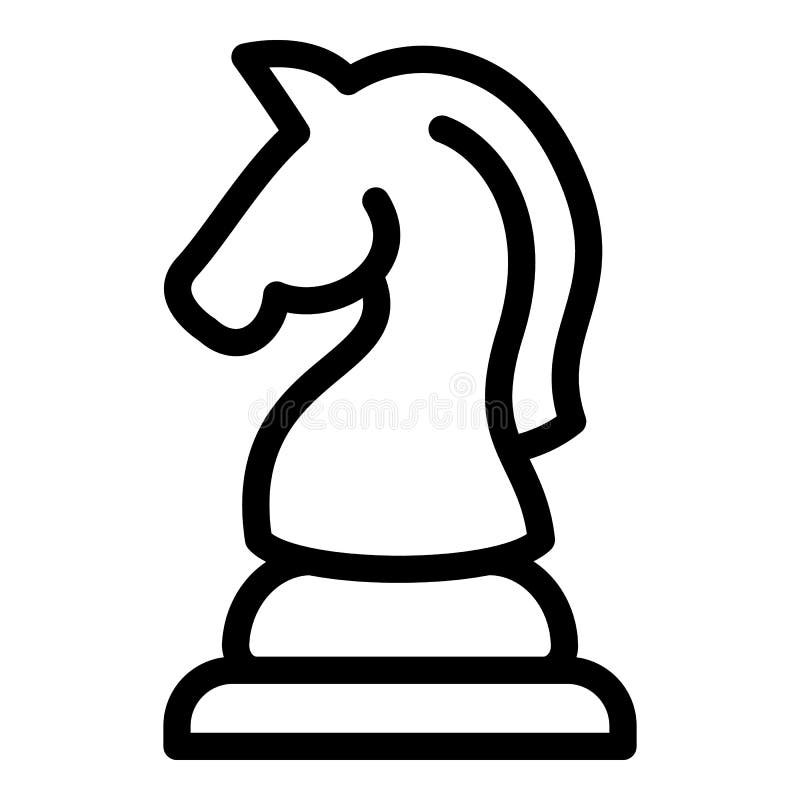 Cavalo Xadrez Cavaleiro Desenho Animado Contorno Isolado Fundo