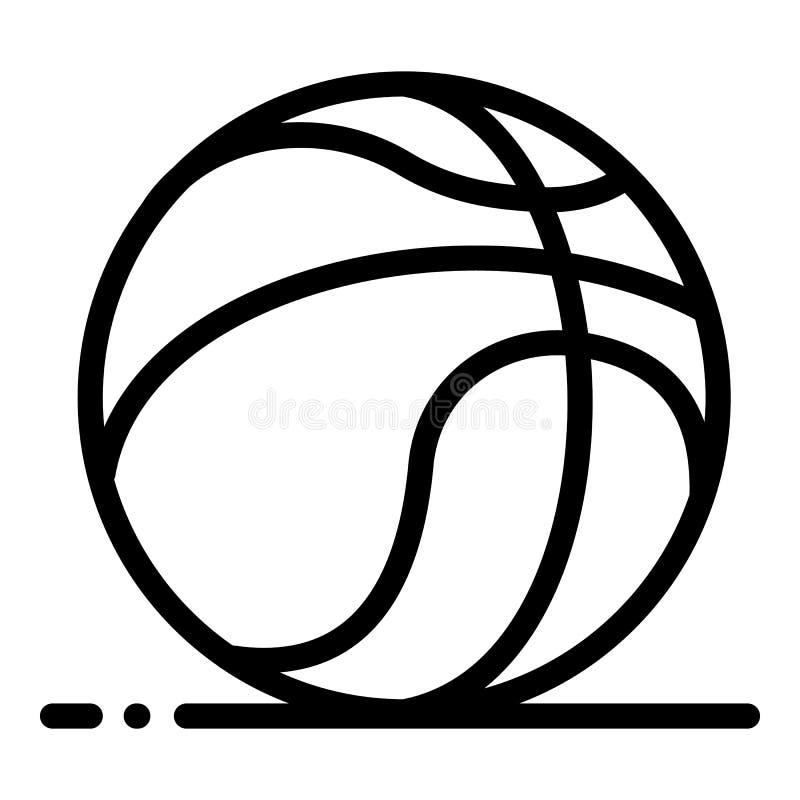 ícone de desenho de bola de basquete, ilustração de contorno