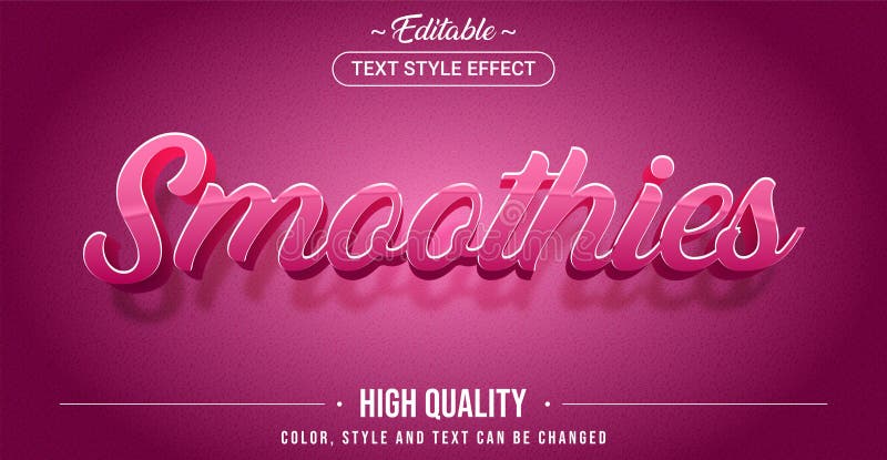 Efeito de estilo de texto editável - Estilo tema Smoothies ilustração stock