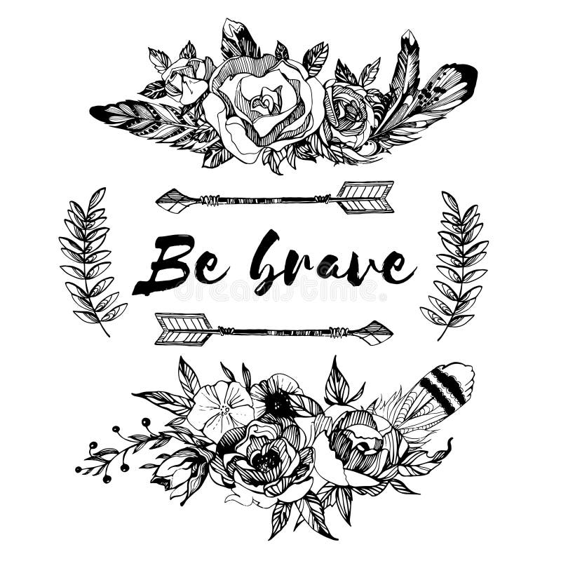 Estilo elegante de Boho del ejemplo de la moda de la imagen de Boho para la camiseta, invitación, carteles stock de ilustración Estilo elegante de Boho del ejemplo de la moda de la imagen de Boho para la camiseta, invitación, carteles stock de ilustración