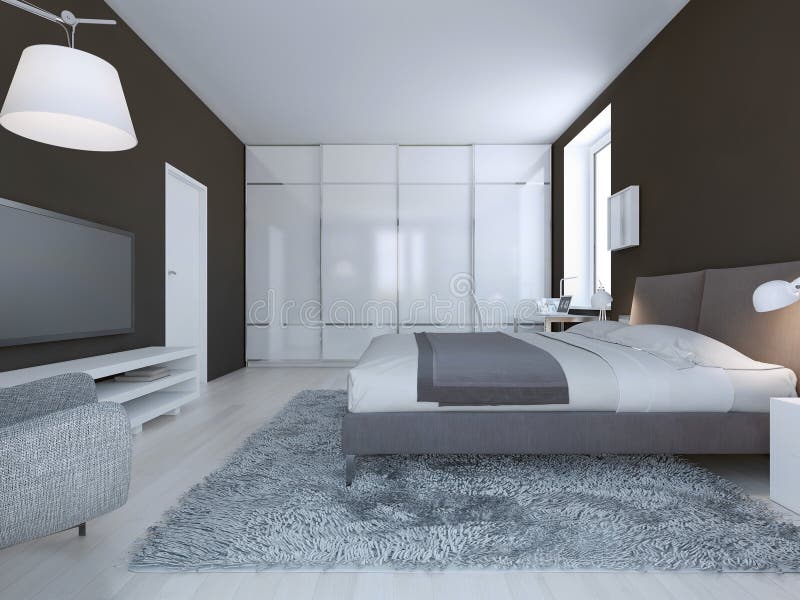 Estilo espacioso del minimalist del dormitorio