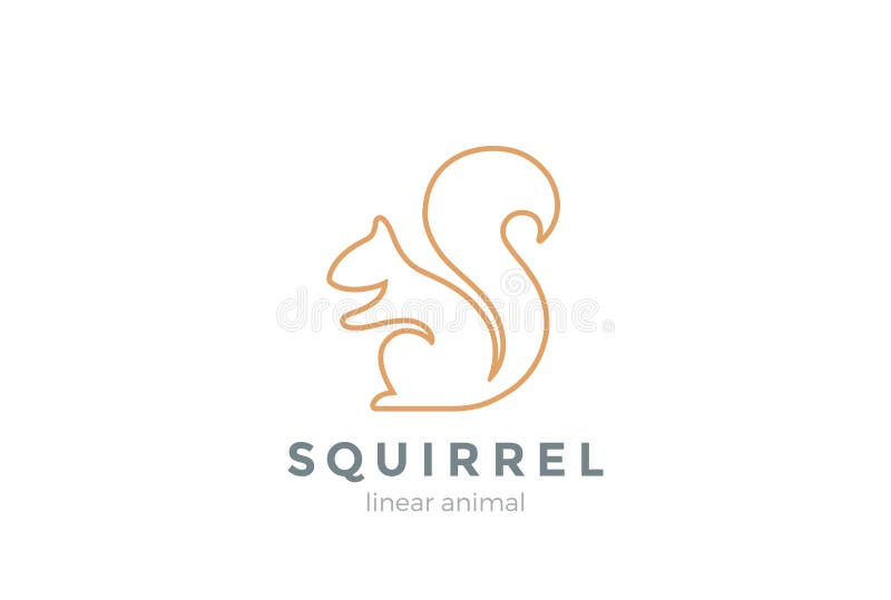 Estilo linear de la plantilla del vector del diseño del logotipo de la ardilla libre illustration Estilo linear de la plantilla del vector del diseño del logotipo de la ardilla libre illustration