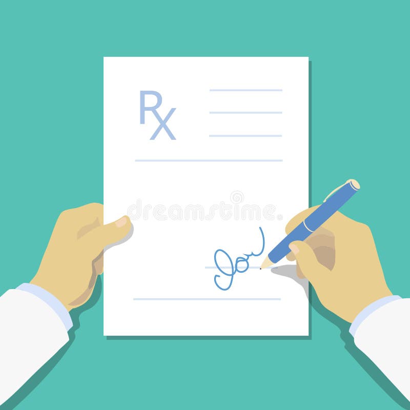 Estilo liso do projeto da almofada médica da prescrição, formulário de Rx ilustração stock Estilo liso do projeto da almofada médica da prescrição, formulário de Rx ilustração stock