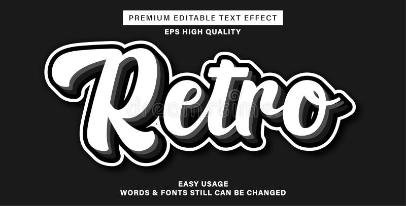Estilo retro de efecto de texto editable ilustración del vector