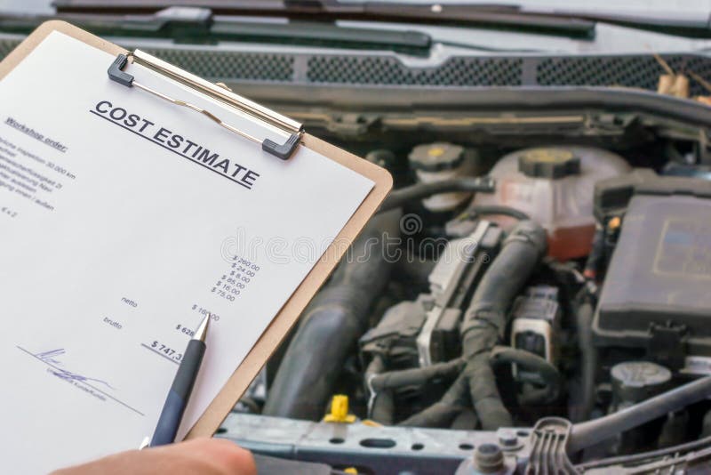 Estimate in a Garage for the Annual Inspection of the Car Stock Image