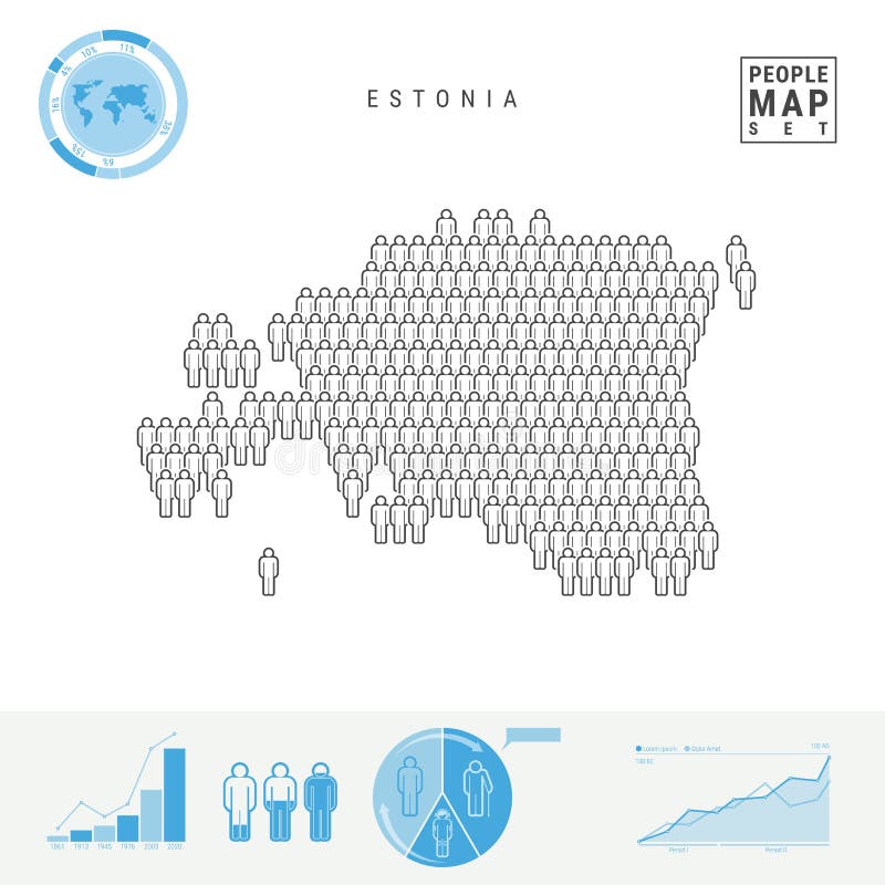 Estonia People Icon Map. Stylized Vector Silhouette of Estonia