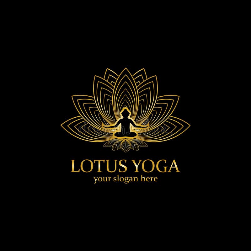 Design Do Logotipo Yoga. Meditação Humana No ícone Da Flor De