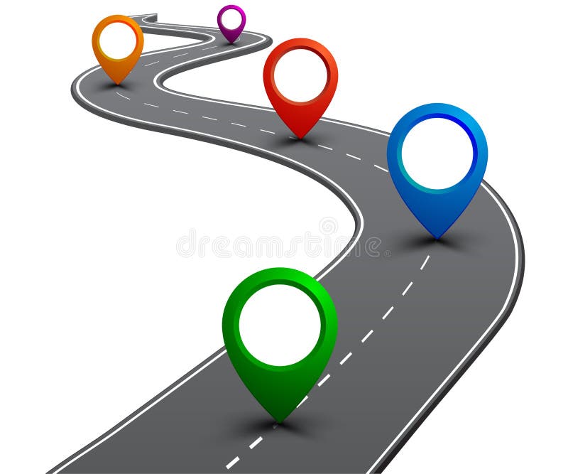 Estrada com navegação de GPS Estrada do carro, rua, vetor do â€ do infographics do mapa rodoviário da estrada “