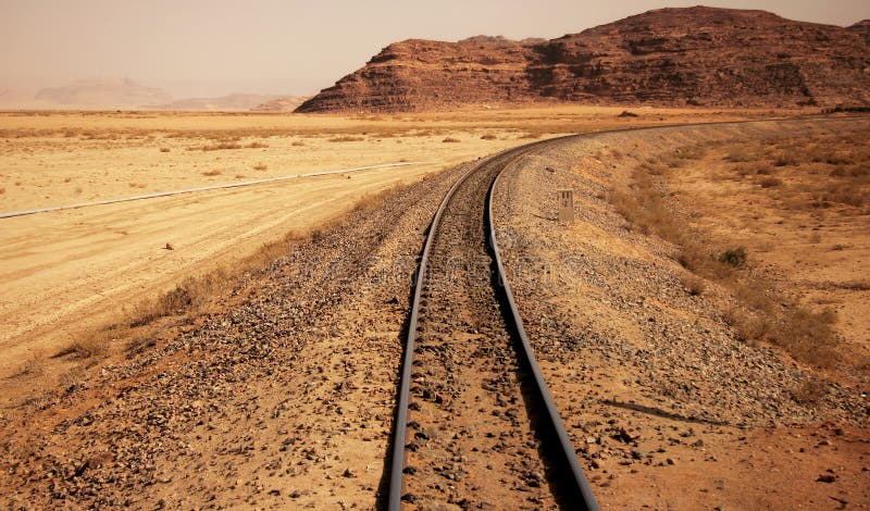 Estrada de ferro através do deserto