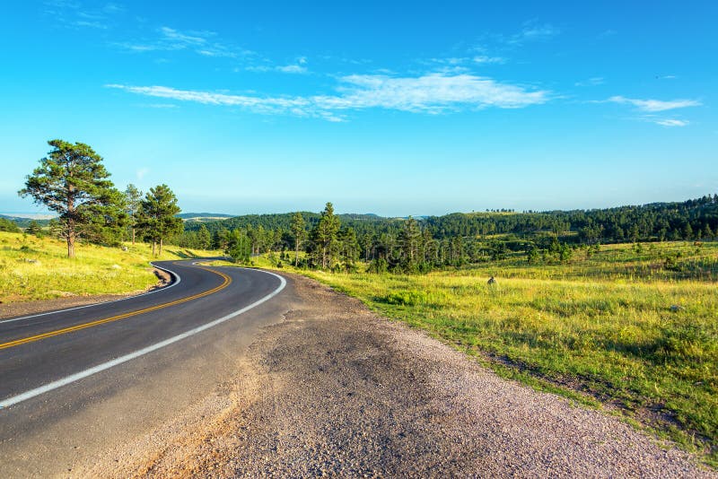 Estrada que curva-se através do Black Hills fotos de stock Estrada que curva-se através do Black Hills fotos de stock