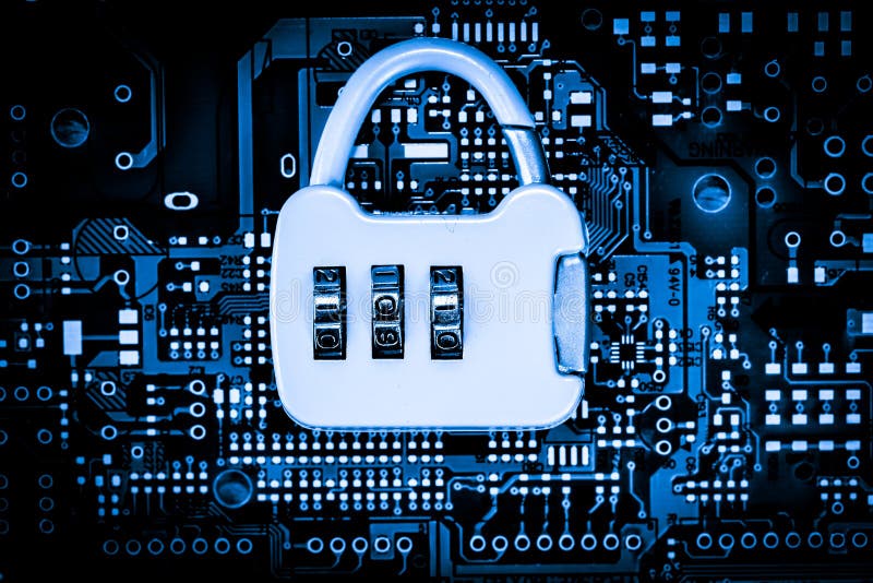 Estratto, fine su del fondo del computer elettronico di mainboard Lock on migliore sicurezza della cima di Internet fotografia stock Estratto, fine su del fondo del computer elettronico di mainboard Lock on migliore sicurezza della cima di Internet fotografia stock