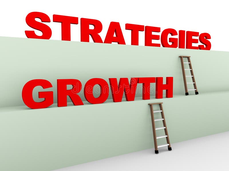 3d illustration of ladder and concept of growth strategies. 3d illustration of ladder and concept of growth strategies