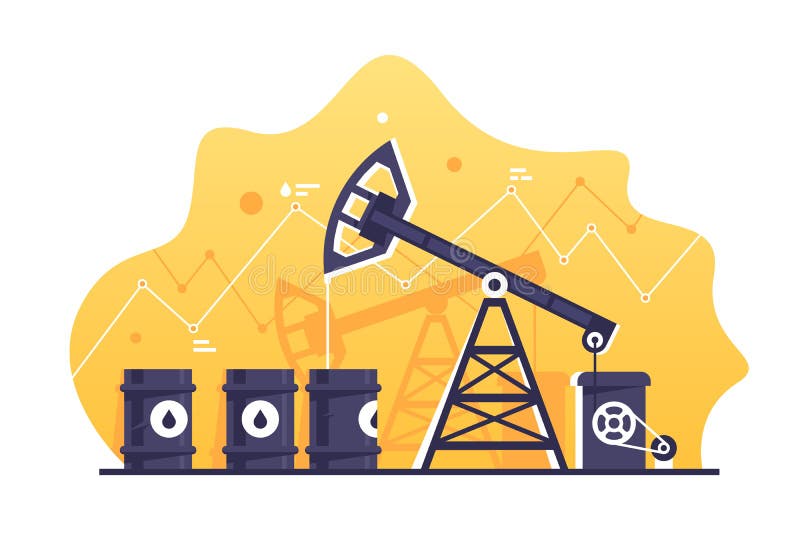 Estrazione di petrolio e gas con costruzione di gru royalty illustrazione gratis