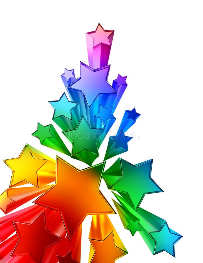 Estrelas metálicas coloridas móveis no fundo branco ilustração do vetor Estrelas metálicas coloridas móveis no fundo branco ilustração do vetor