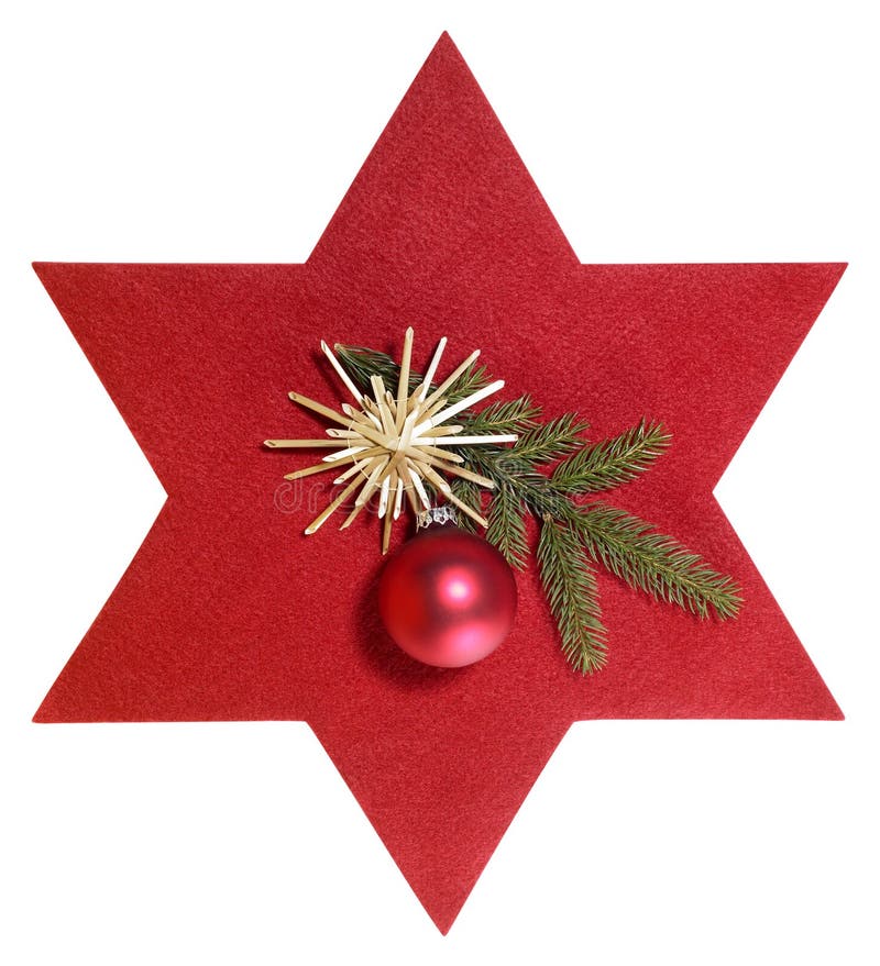 Estrella roja con la decoración de la Navidad imagen de archivo libre de regalías Estrella roja con la decoración de la Navidad imagen de archivo libre de regalías