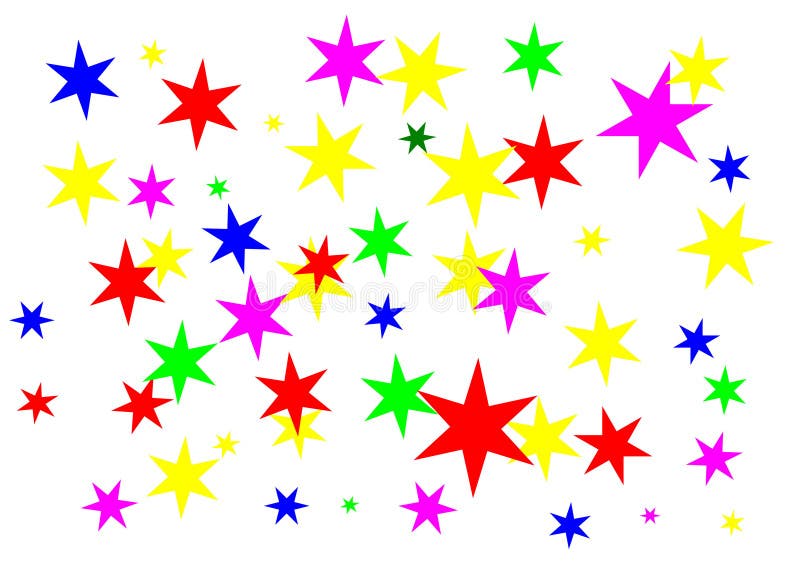 Estrellas Coloreadas De Diferentes Tamaños Sobre Fondo Blanco Ilustración del Vector
